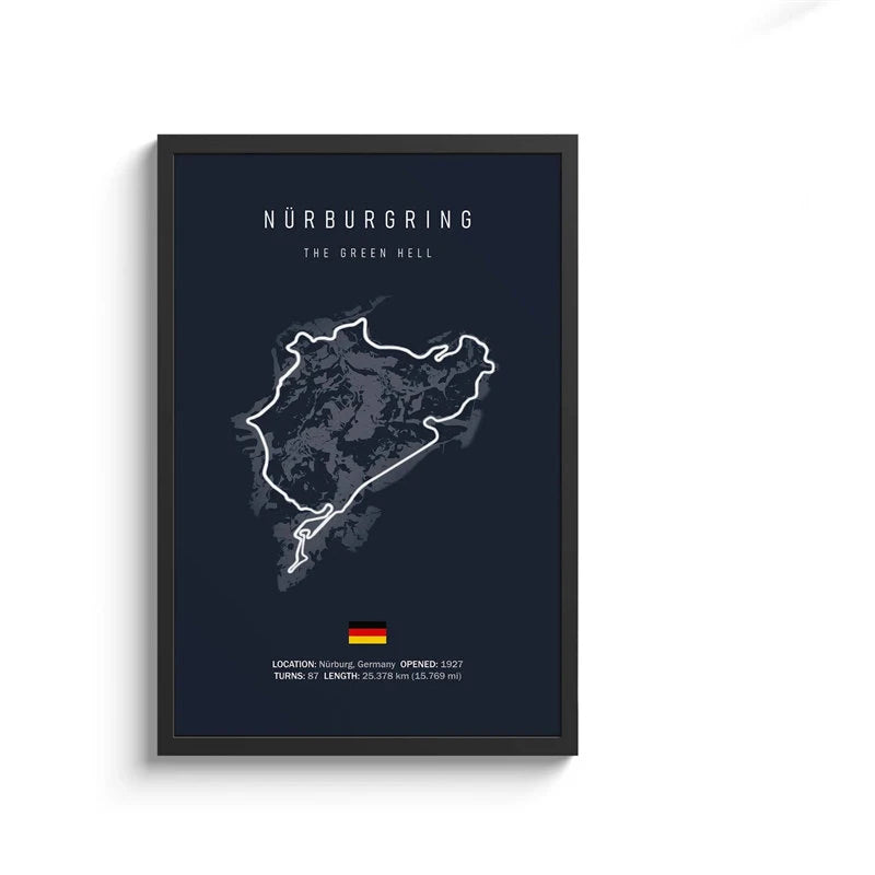 Nordschleife Streckenlayout Poster – Die Grüne Hölle als Wanddeko