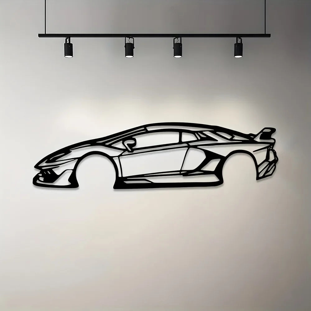 Lamborghini SVJ Metal Outline – Luxus Auto Silhouette Wanddeko