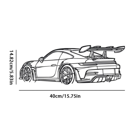 Porsche GT3 RS Metal Outline – Sportwagen Silhouette Wanddeko