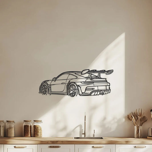Porsche GT3 RS Metal Outline – Sportwagen Silhouette Wanddeko