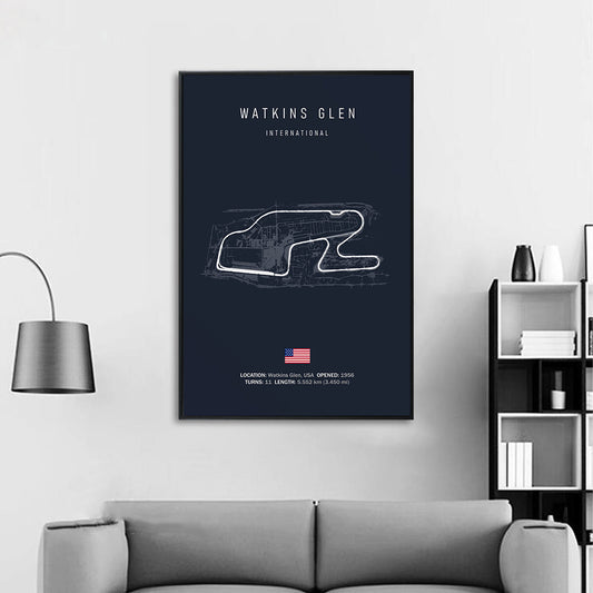 Watkins Glen Streckenlayout Poster – The Glen Motorsport-Klassiker